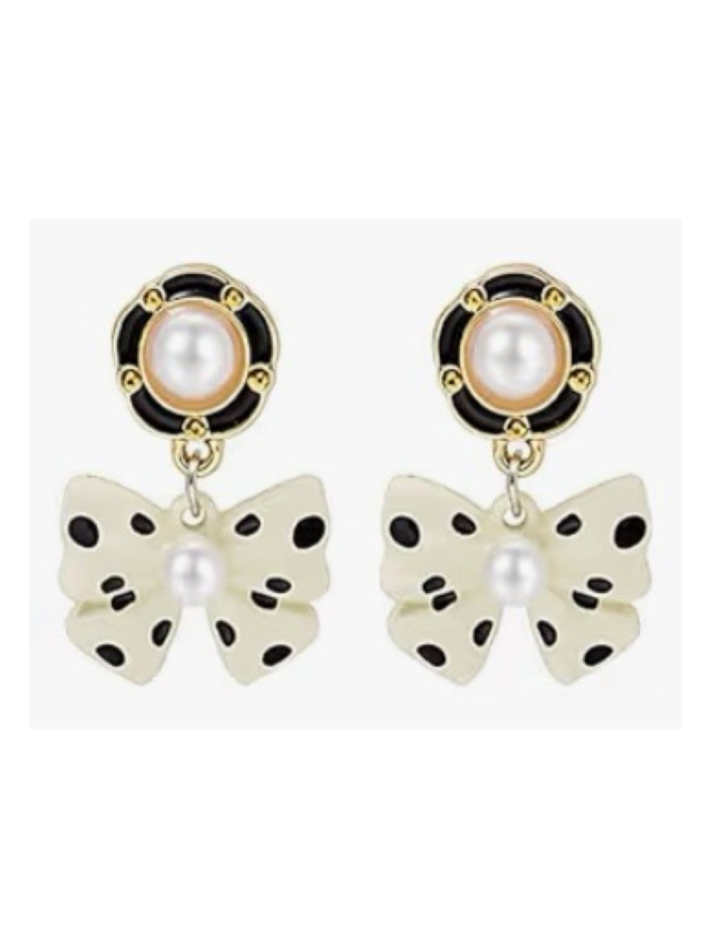 Pearl Polka Dot Bow Earrings